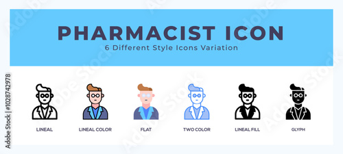 Pharmacist pack of icons. vector illustration.