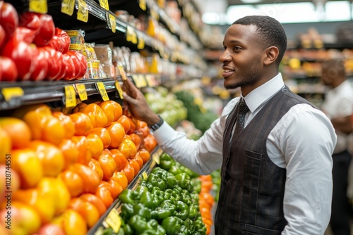 Supermarket manager giving training to a trainee, Generative AI