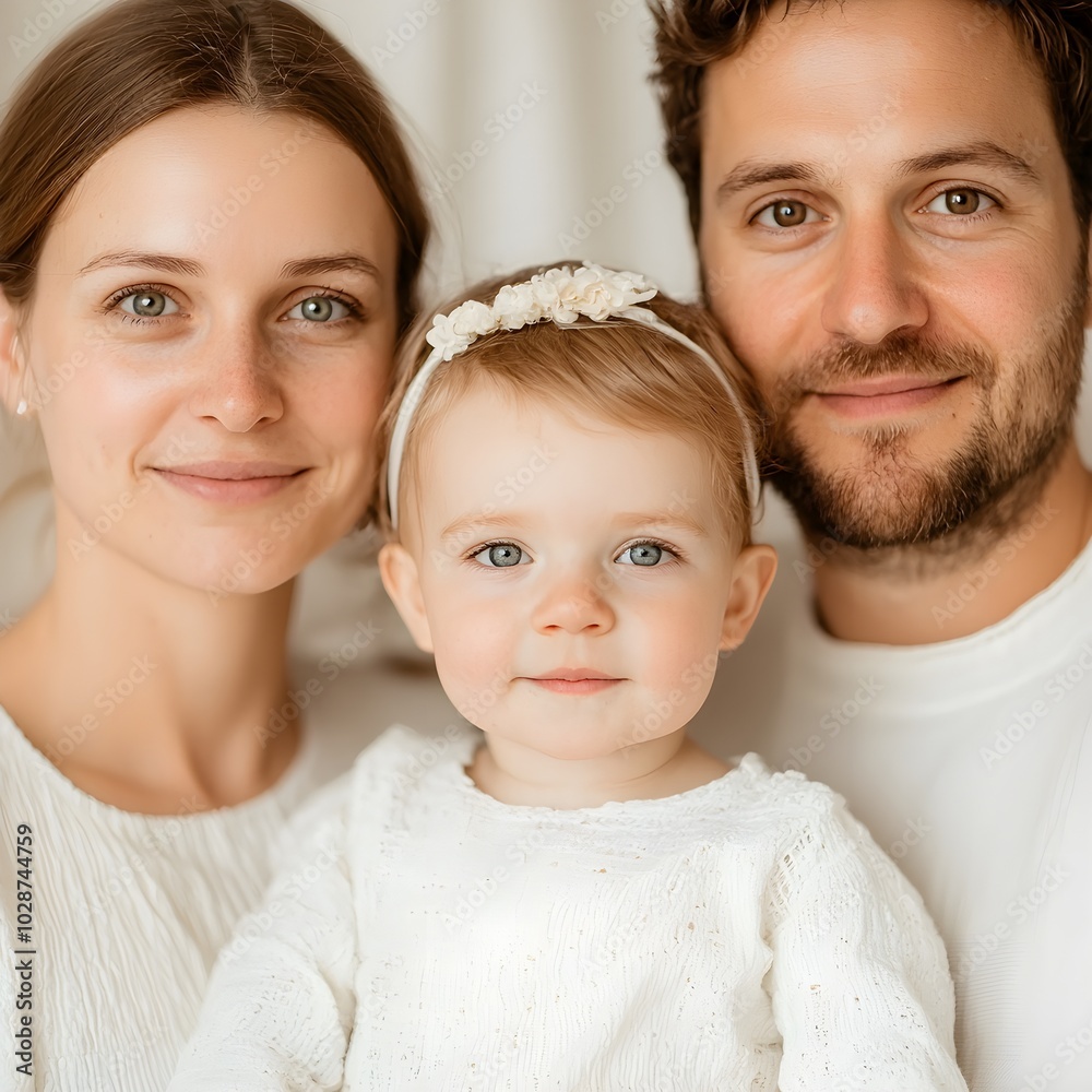 Family portrait with a joyful toddler and loving parents Family portrait with a joyful toddler and loving parents