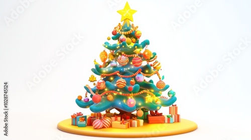 Wallpaper Mural christmas tree with lights and ornaments.  Torontodigital.ca