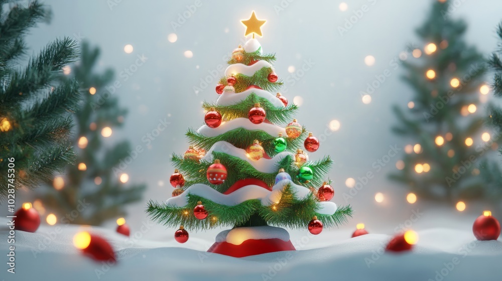 3d vector christmas tree illustration with ornaments 3d vector christmas tree illustration with ornaments