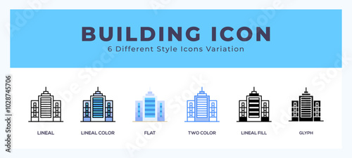 Building icon symbol. logo illustration with different styles