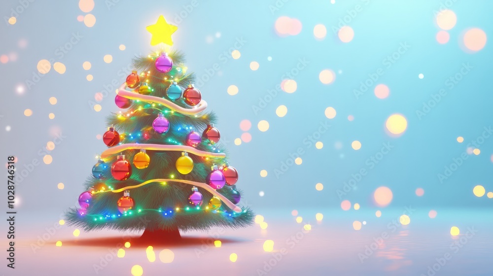 decorated 3d christmas tree illustration decorated 3d christmas tree illustration