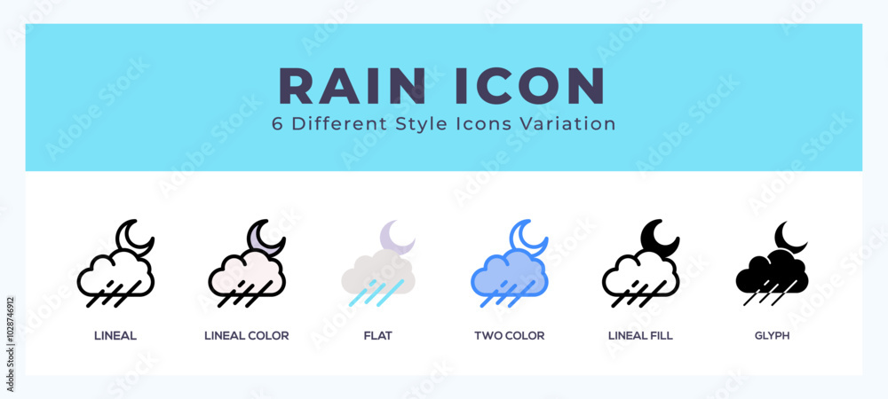 Fototapeta premium Rain icon vector design illustration in trendy style