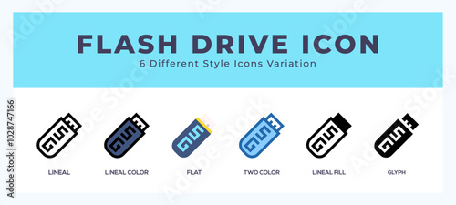 Flash drive icon in different style vector illustration.