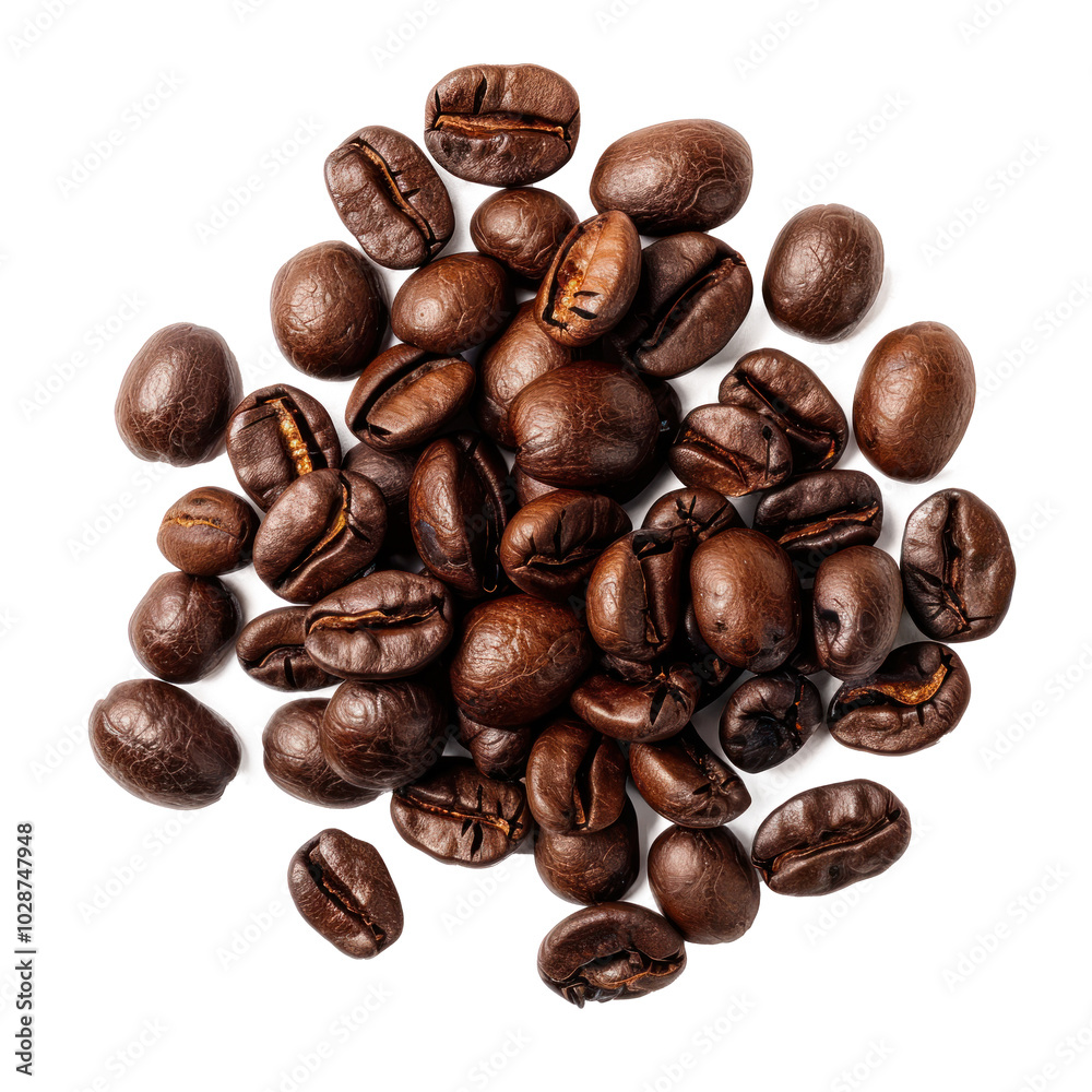 Pile of roasted coffee beans isolated on transparent background. Pile of roasted coffee beans isolated on transparent background.