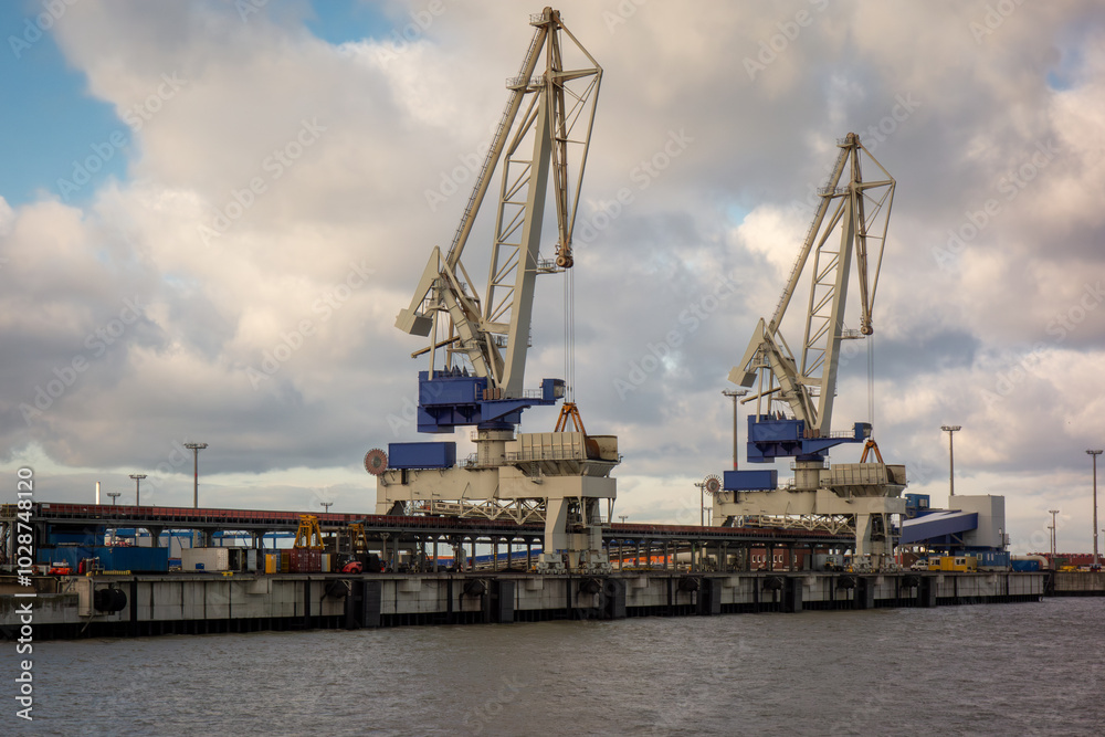 Industrial port cranes. Commercial port Industrial port cranes. Commercial port