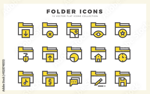 15 Files and Folders Two Color icon pack. vector illustration.