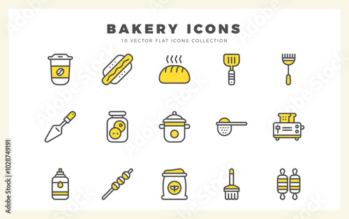 15 Bakery Two Color icons pack. vector illustration.