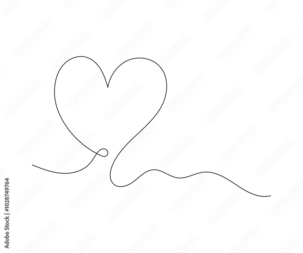Heart continuous one line drawing art. Vector isolated on white background. Heart continuous one line drawing art. Vector isolated on white background.