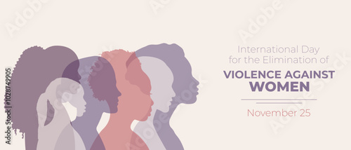 International Day for the Elimination of Violence Against Women. Vector illustration with silhouettes of women.