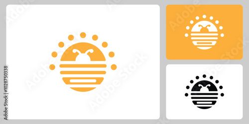 Modern Bee Logo in Vibrant Orange - Nature Inspired