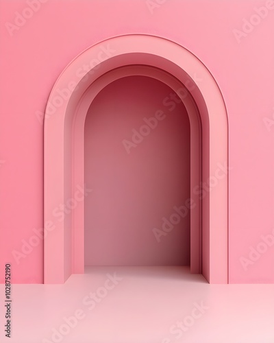 Minimalist pink archway in a contemporary space