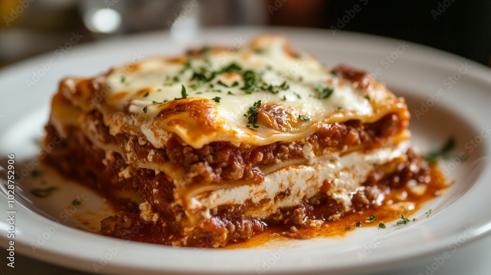 Traditional Italian lasagna with a silky white sauce and a flavorful meat sauce Traditional Italian lasagna with a silky white sauce and a flavorful meat sauce