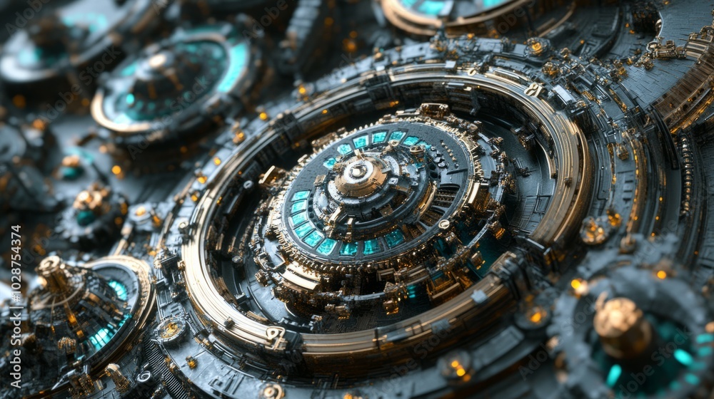 Fototapeta premium mechanism of a futuristic clock