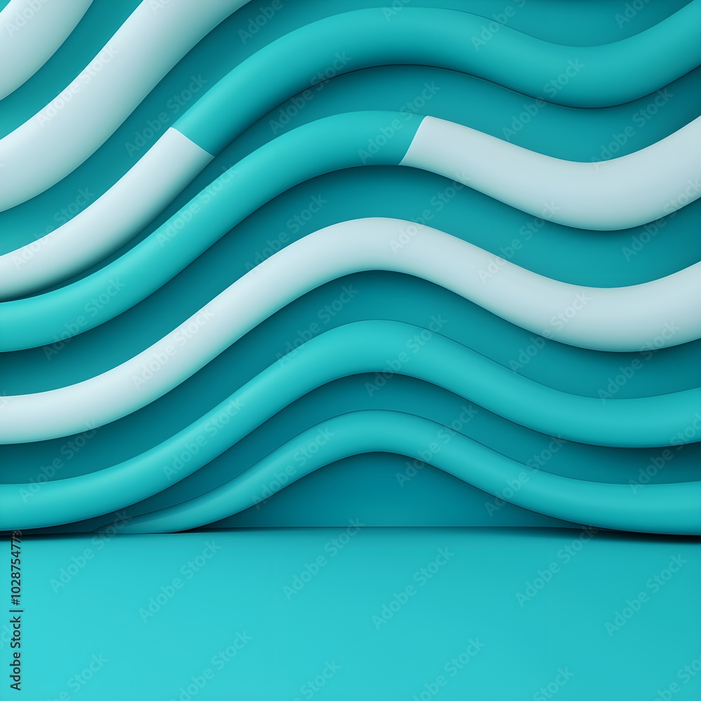 Abstract wavy design in turquoise and white tones Abstract wavy design in turquoise and white tones