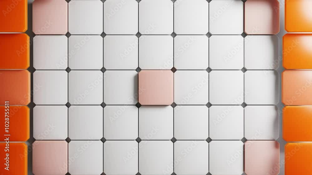 abstract animated 3d square shapes background, slow smooth wave movement,4k loop