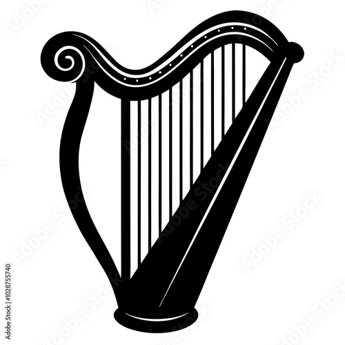 black and white harp