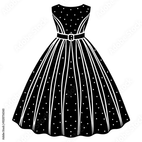 illustration of a black and white dress