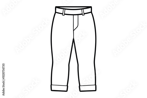 Capri Pants Line Art Fashion Illustration with Cuffed Hems