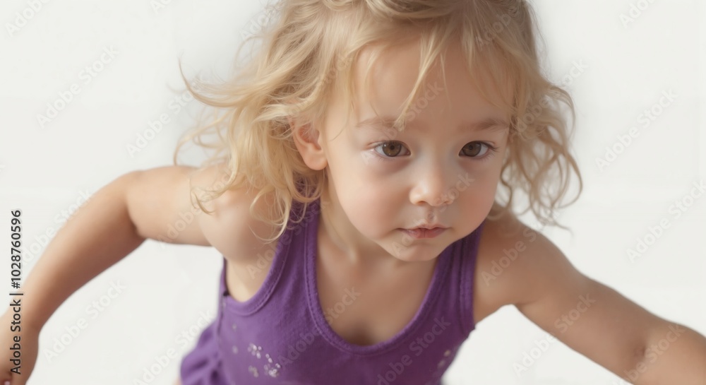 Zoe - Energetic Blonde Toddler Girl in Purple, Dynamic Movement