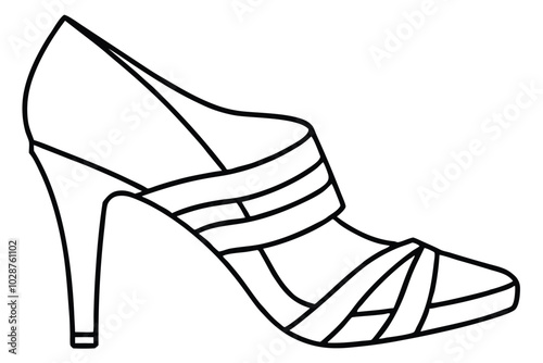 Stylish HeelsLine Art Illustration of Sleek High Heeled Shoe