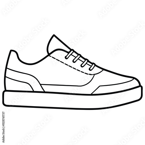 Trendy Sneaker Line Art Illustration of Modern Urban Footwear