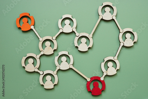 Connection between figures. Flow of information and communication in teamwork.