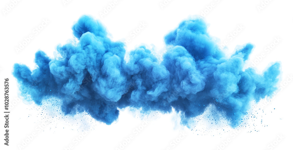 A blue cloud floats in the air on a transparent background A blue cloud floats in the air on a transparent background