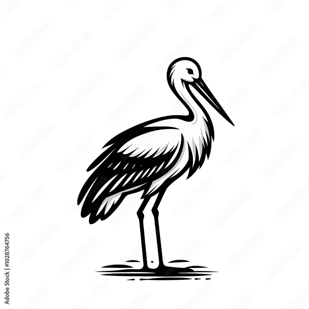 Obraz premium Stork isolated vector illustration