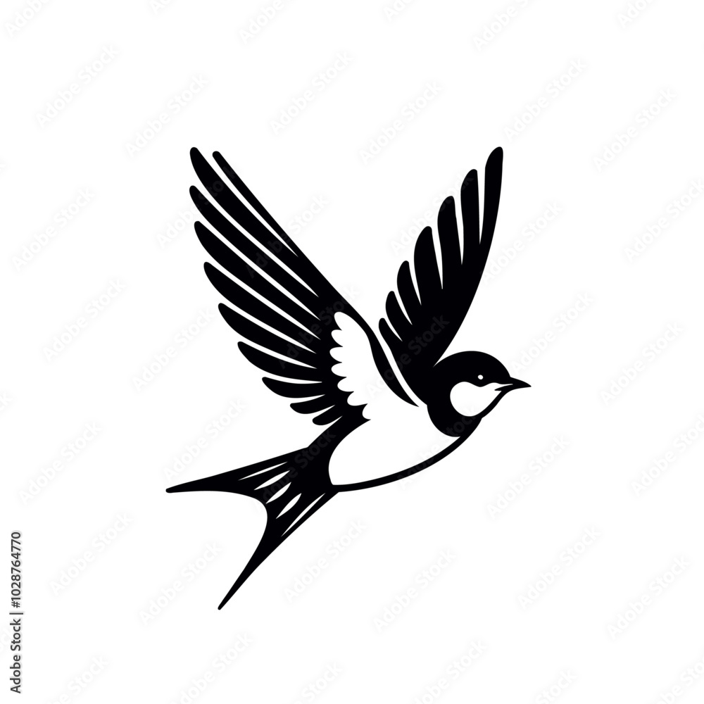 Obraz premium beautiful swallow flying isolated vector illustration