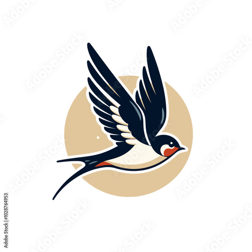 beautiful swallow flying isolated vector illustration