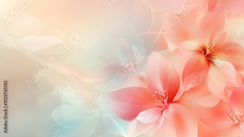 An abstract floral composition with soft gradient tones in the background, creating a gentle, inviting atmosphere for copy space.