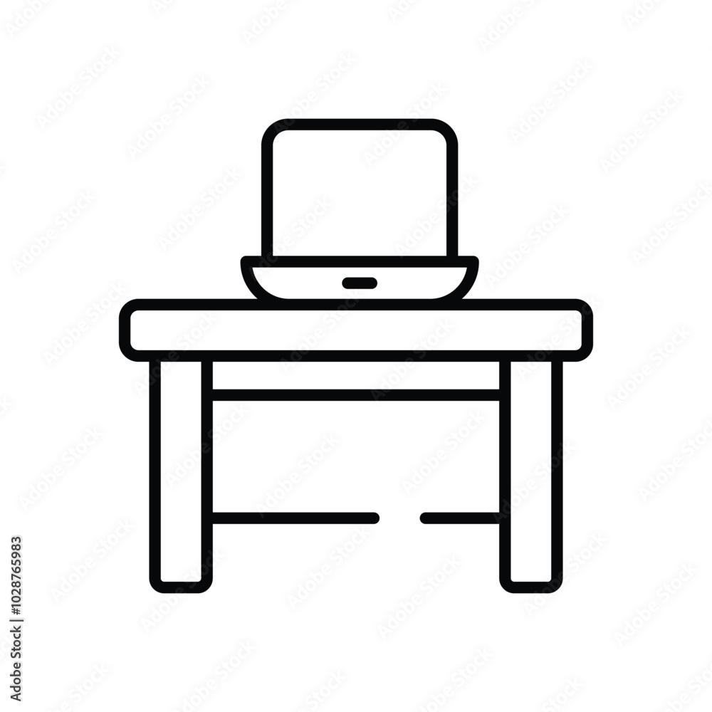 Desk with Laptop vector icon Desk with Laptop vector icon