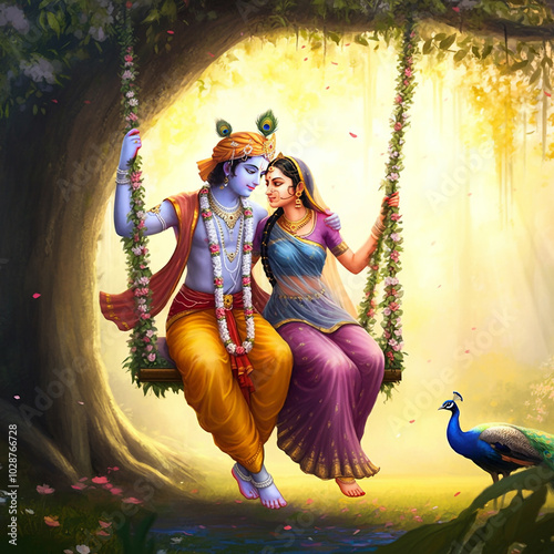 Krishna and Radha sharing a...