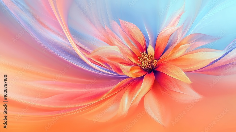 An enchanting abstract flower blended into a smooth gradient background, offering a serene canvas ideal for creative writing or design projects. An enchanting abstract flower blended into a smooth gradient background, offering a serene canvas ideal for creative writing or design projects.