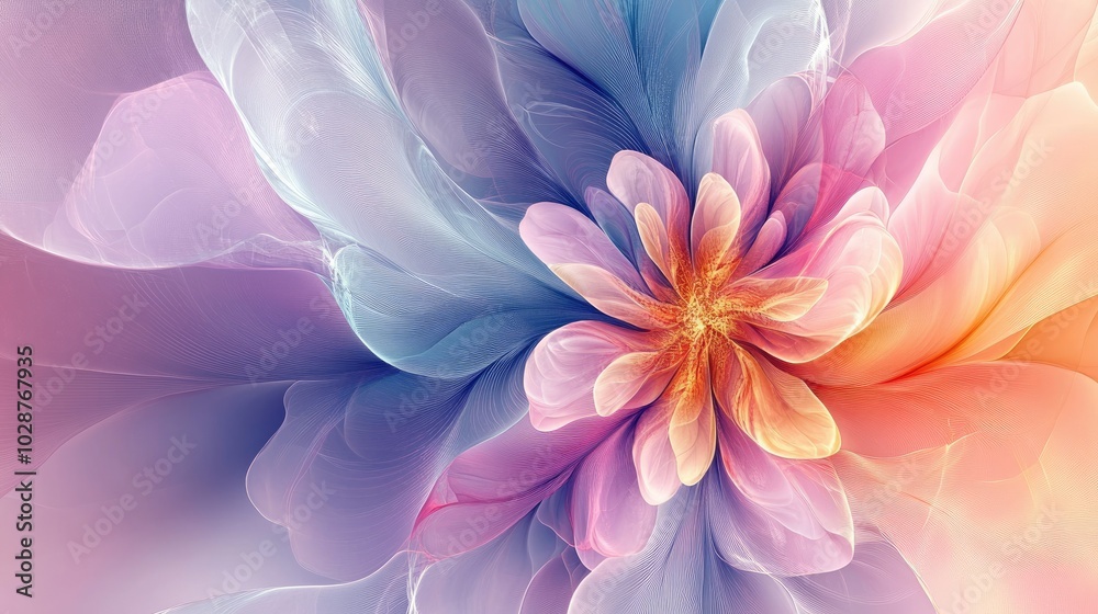 An exquisite abstract flower design with a soft gradient background, inviting creativity and providing an ideal space for quotes or text overlays.