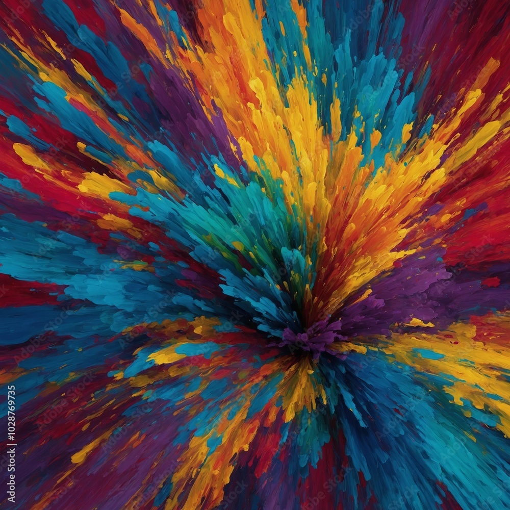 Obraz premium Colorful abstract explosion of vibrant hues including red, orange, yellow, blue, and purple