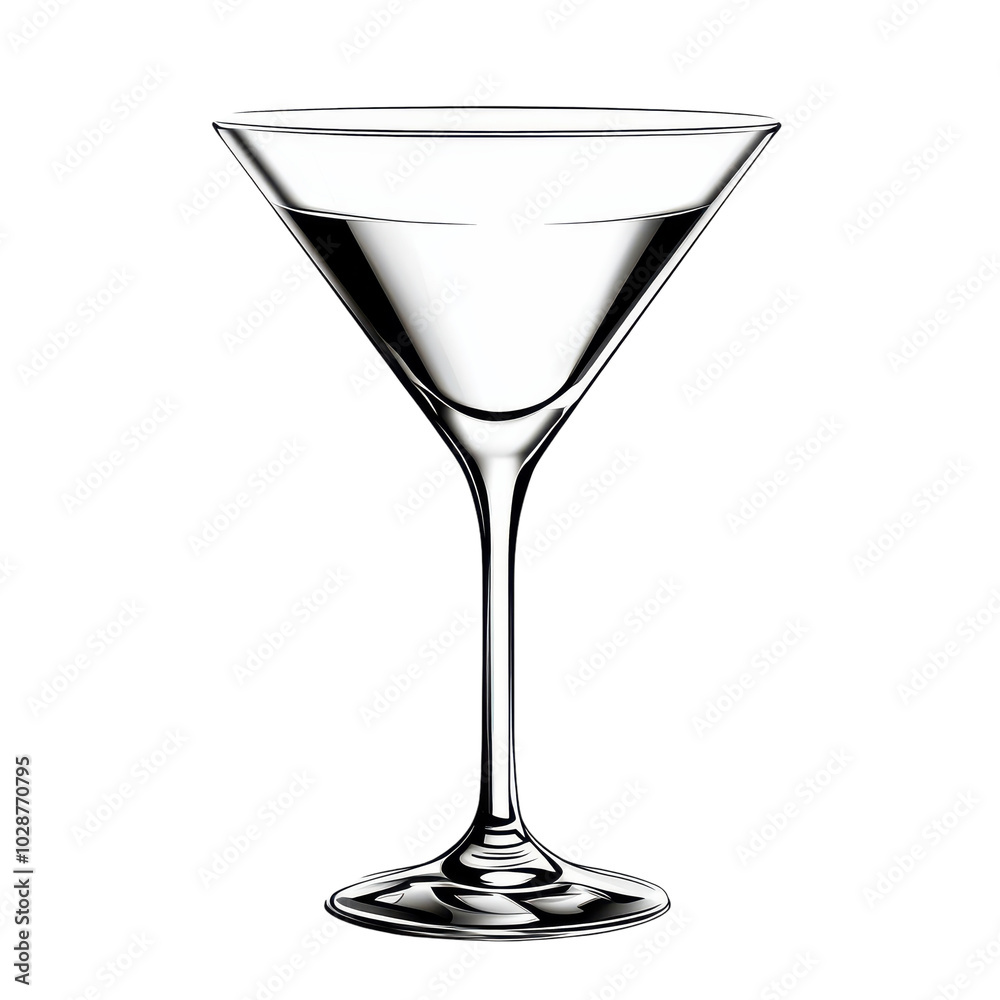 Elegant Martini Glass on White Background Transparent Background Elegant Martini Glass on White Background Transparent Background