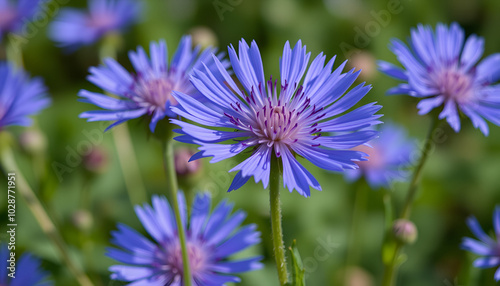 Centaurea cyanus,blue cornflower as a healthy and natural supplement,background.