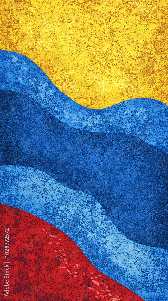 Abstract background with yellow, blue and red wavy lines. Abstract background with yellow, blue and red wavy lines.