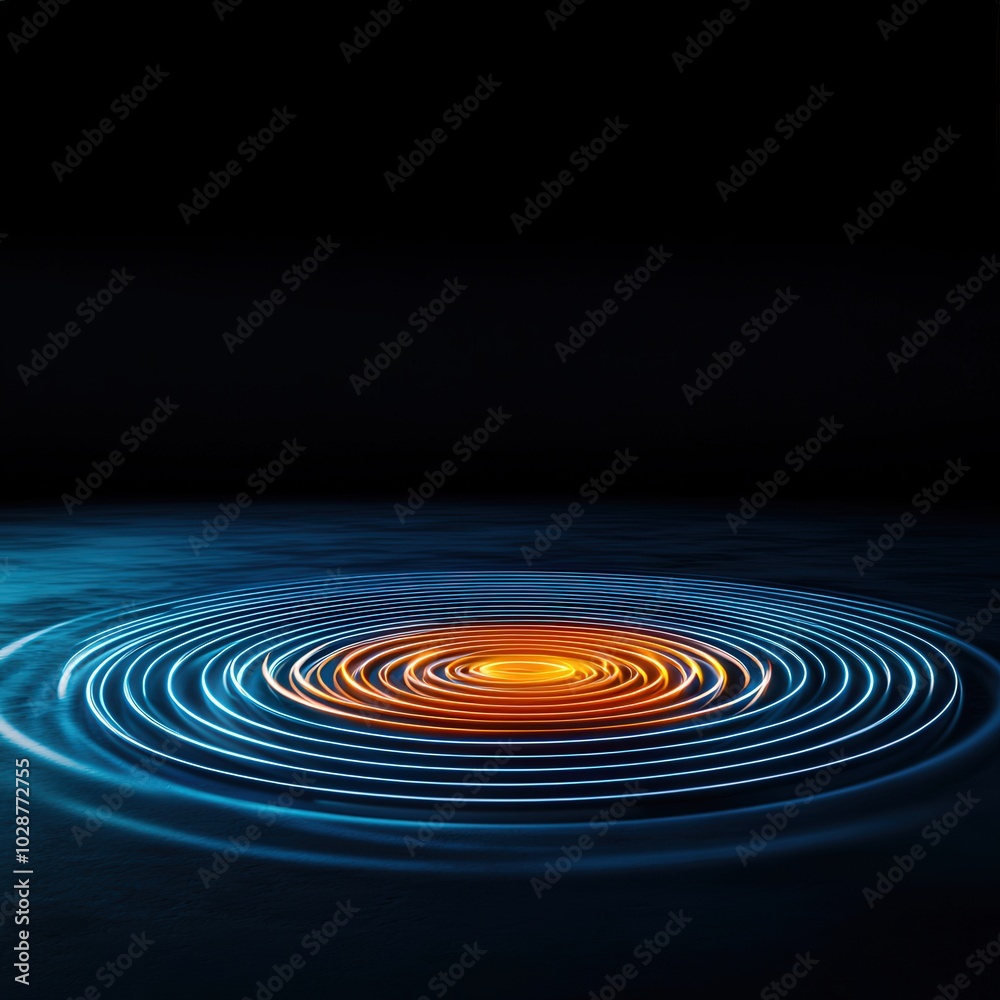 Fototapeta premium Expanding circles of light symbolizing leadership that creates lasting impact