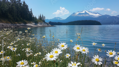 Wildflowers Blooming Along the Shores of Garibaldi Lake, British Columbia photo