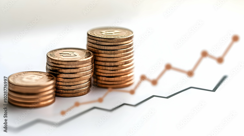 3D Floating Coin Stack Icon on Isolated White Background - Ascending Graph Symbolizing Financial Growth and Business Success for Infographics 3D Floating Coin Stack Icon on Isolated White Background - Ascending Graph Symbolizing Financial Growth and Business Success for Infographics