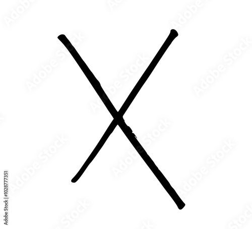 Fotografie X grunge mark, hand drawn icon