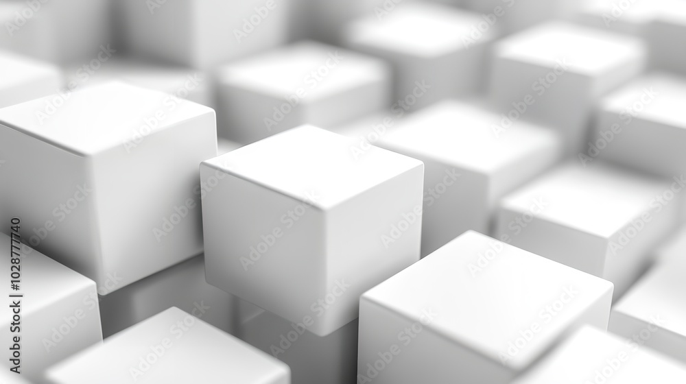 Random Shifted White Cube Boxes Block Background

