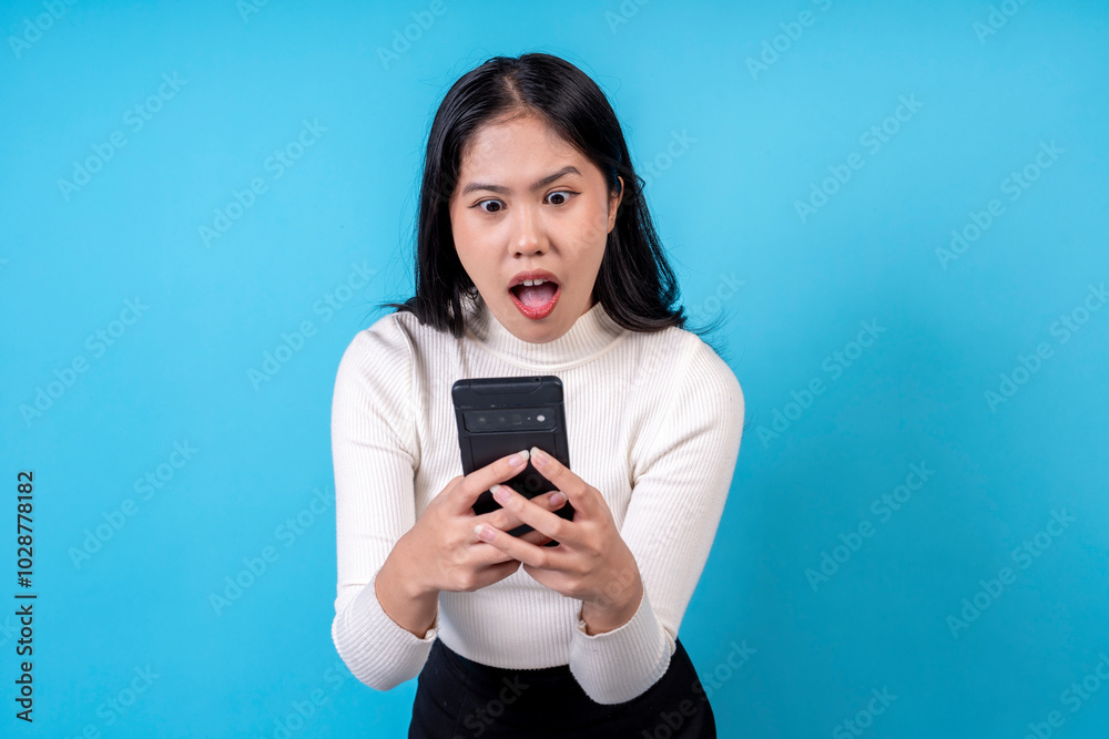 Women are doing various poses on a blue background. Women are doing various poses on a blue background.
