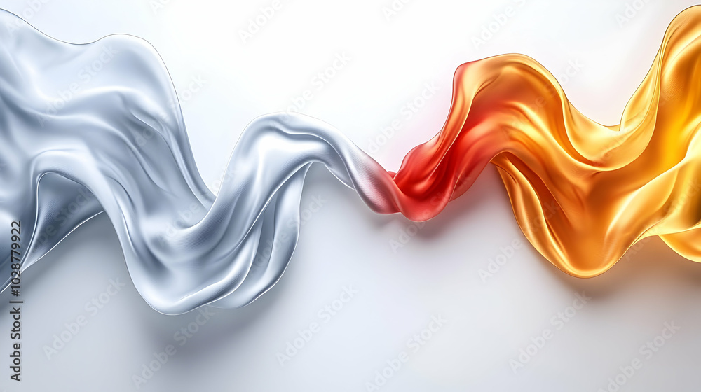 Flowing silk fabric in white and orange hues, creating a dynamic effect. Flowing silk fabric in white and orange hues, creating a dynamic effect.