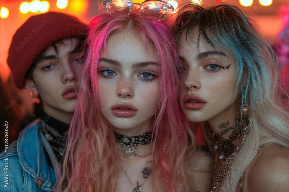 A young people in E-Girl and E-Boy style. Generative AI A young people in E-Girl and E-Boy style. Generative AI