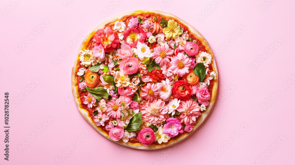 Flowers pizza creative art
